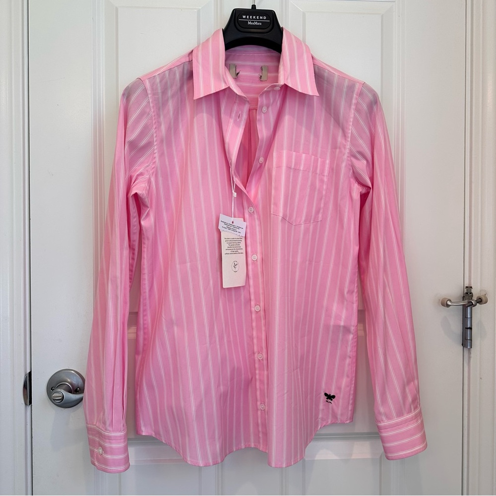 NWOT Weekend Max Mara Poplin Shirt with Stripes Pink Size: M US6 Spring/Summer